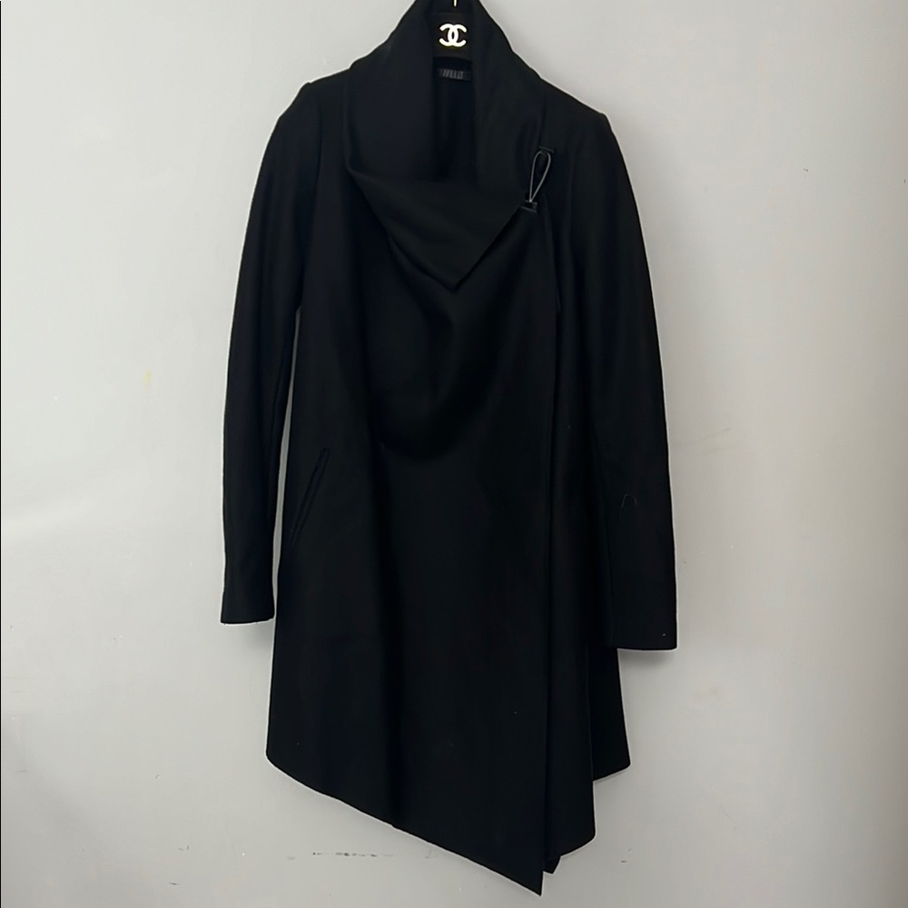 All Saints Black Cowl Neck Long Sleeve Pea Coat